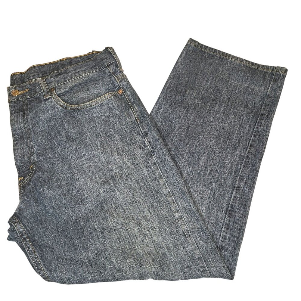 Men's Levi's 569 Medium Blue Loose Straight Denim Jeans Size 38W 32L / 38W 30L